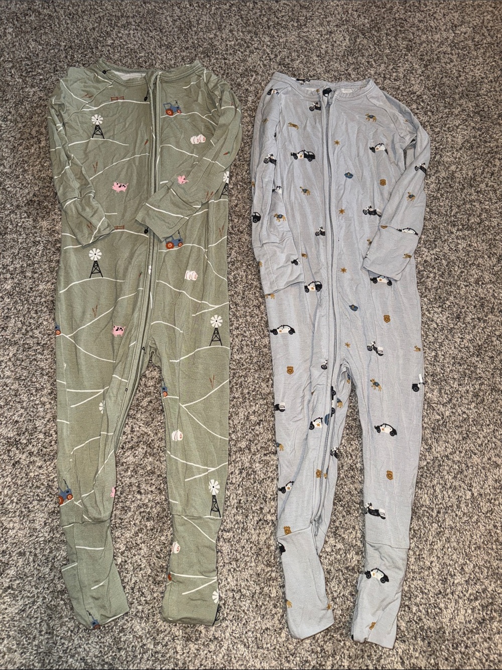 Brave Little Ones Fold-over Footed Pajamas - Farm & Police